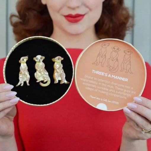 Erstwilder Three'S A Manner Meerkat Brooch Set* Brooches