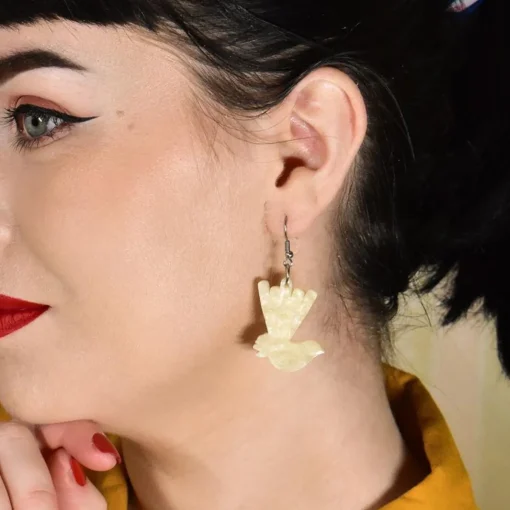 Erstwilder Wagtail Ripple Glitter Resin Drop Earrings - Cream* Essential Earrings