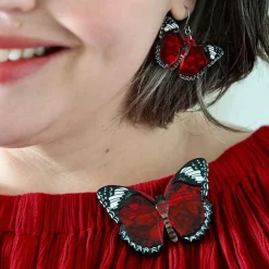 Erstwilder Wings Laced In Red Brooch* Brooches